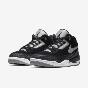 Nike Air Jordan 3 Retro Tinker - Férfi Utcai Cipő - Fekete/Metal Arany/Szürke